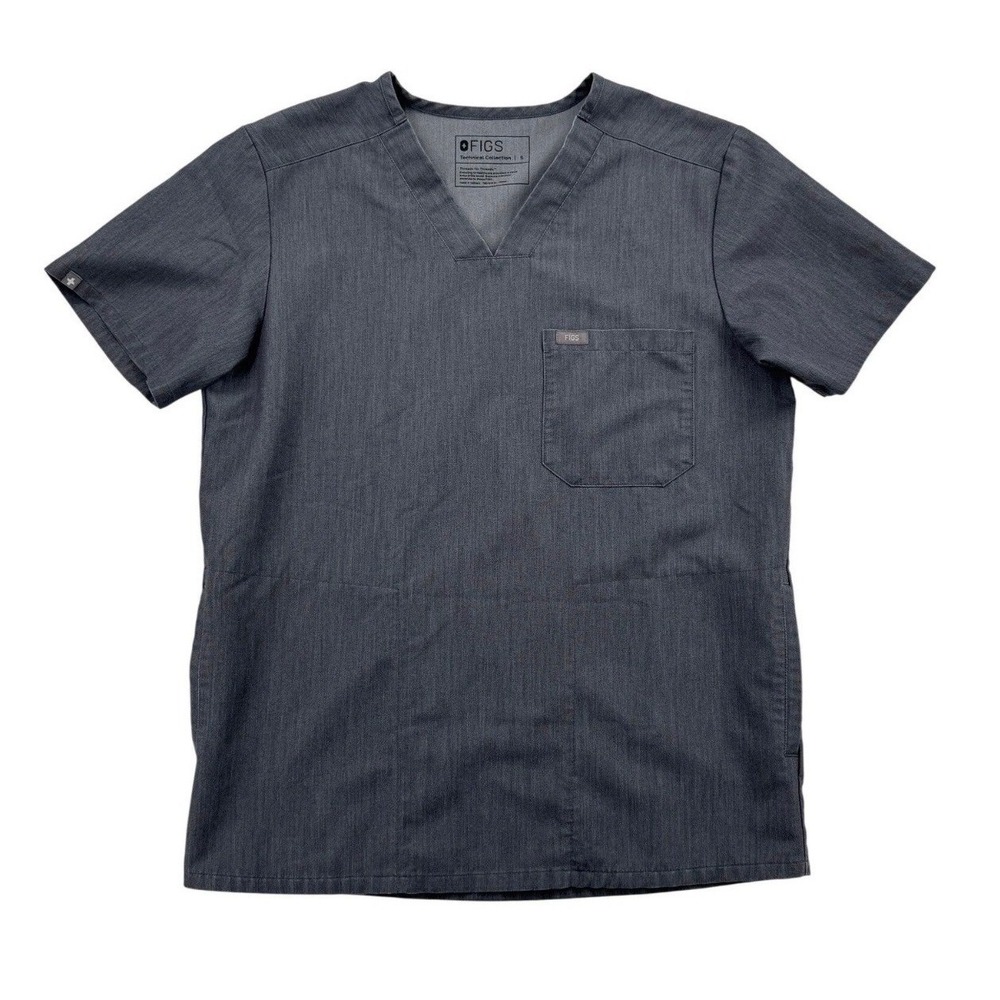 FIGS Scrub Top Mens Small Grey Good V-Neck Technical Collection TM3000